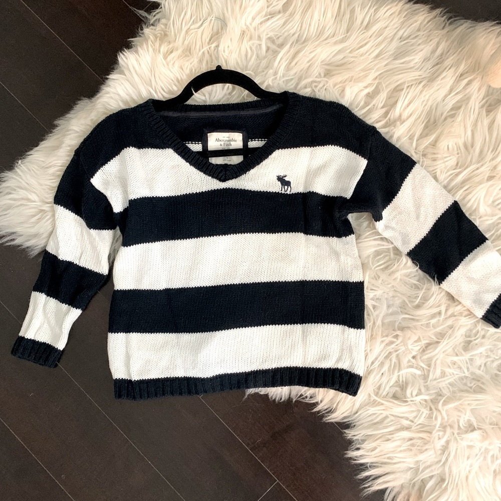 Navy and White Stripe Knit Sweater | Abercrombie and Fitch